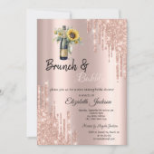 Roos Gold Drips Zonnebloemen Vrijgezellenfeest Kaart (Voorkant)