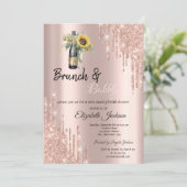 Roos Gold Drips Zonnebloemen Vrijgezellenfeest Kaart (Staand voorkant)