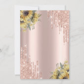 Roos Gold Drips Zonnebloemen Vrijgezellenfeest Kaart (Achterkant)