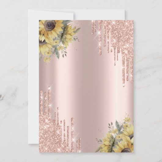 Roos Gold Drips Zonnebloemen Vrijgezellenfeest Kaart (Achterkant)
