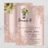 Roos Gold Drips Zonnebloemen Vrijgezellenfeest Kaart (Voorkant / Achterkant)