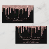 Roos Gold Drips Zwart Elegant Uniek Aangepast Visitekaartje (Voorkant / Achterkant)