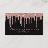 Roos Gold Drips Zwart Elegant Uniek Aangepast Visitekaartje (Voorkant)