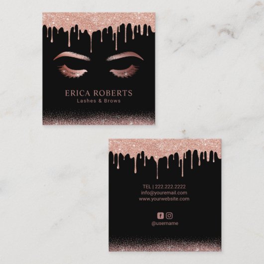 Roos Gold Drivers en Brows Makeup Artist Vierkante Visitekaartje (Voorkant / Achterkant)