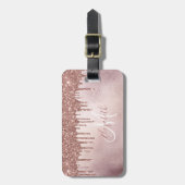 Roos Gold Drivers Glitter Monogram Bagage Bagagelabel (Voorkant verticaal)