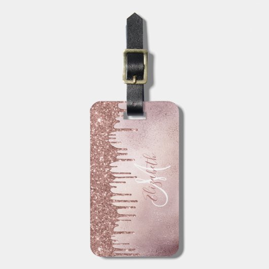 Roos Gold Drivers Glitter Monogram Bagage Bagagelabel (Voorkant verticaal)