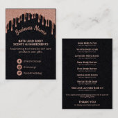 Roos Gold Drivers Homemade Bath Body Ingredient Li Visitekaartje (Voorkant / Achterkant)