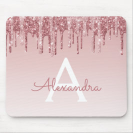 Roos Gold Drivers Roze Glitter Monogram Mousepad Muismat