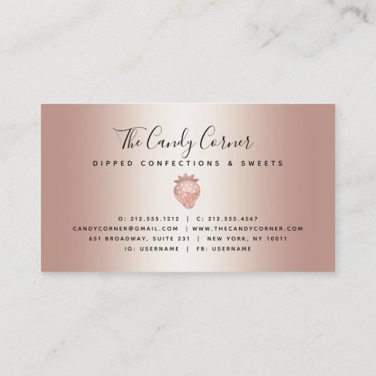 Roos Gold Drives Aardbeienbeslag Visitekaartje (Achterkant)