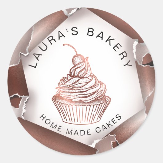 Roos Gold Drives Cakes & Sweets Cupcake Home Baker Ronde Sticker (Voorkant)