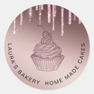Roos Gold Drives Cakes & Sweets Cupcake Home Baker Ronde Sticker