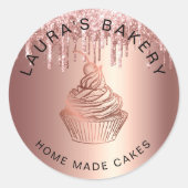 Roos Gold Drives Cakes & Sweets Cupcake Home Baker Ronde Sticker (Voorkant)