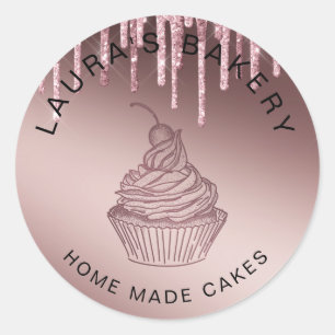 Roos Gold Drives Cakes & Sweets Cupcake Home Baker Ronde Sticker