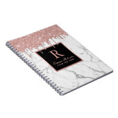 Roos Gold Drives Elegant White Marble Monogram Notitieboek (Rechterzijde)