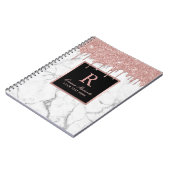 Roos Gold Drives Elegant White Marble Monogram Notitieboek (Linkerzijde)