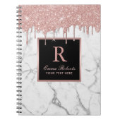 Roos Gold Drives Elegant White Marble Monogram Notitieboek (Voorkant)