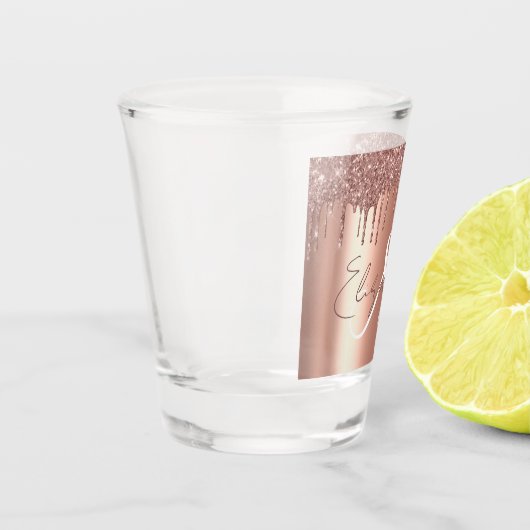 Roos Gold Drives Glitter bekijk Monogram Shot Glas (Links)