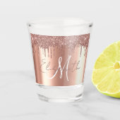 Roos Gold Drives Glitter bekijk Monogram Shot Glas (Voorkant)