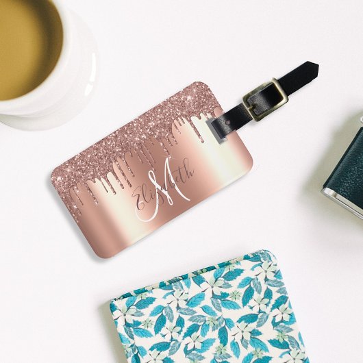 Roos Gold Drives Glitter Metal Monogram Bagage Bagagelabel