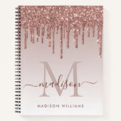 Roos Gold Drives Glitter Sparkle Monogram Script Notitieboek (Voorkant)