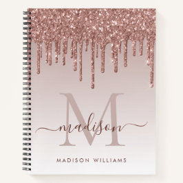Roos Gold Drives Glitter Sparkle Monogram Script Notitieboek