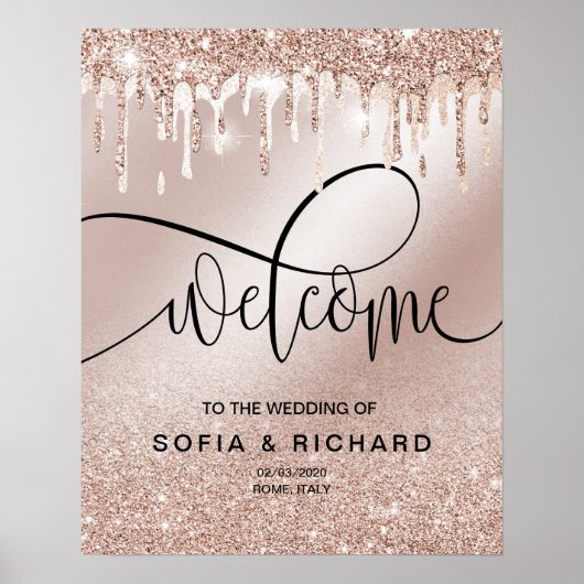 Roos Gold Drives Glittering Calligrafie Poster (Voorkant)