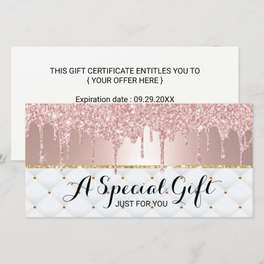 Roos Gold Drives Luxury Salon Cadeaubonnen (Voorkant / Achterkant)