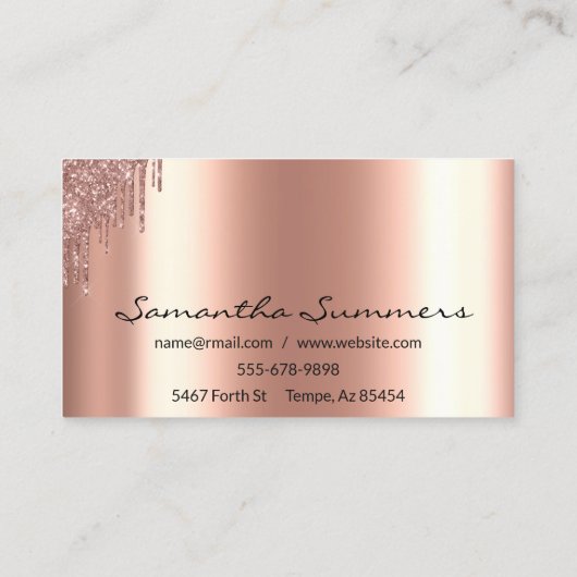 Roos Gold Drives Metal Elegant past Glitter aan Visitekaartje (Achterkant)