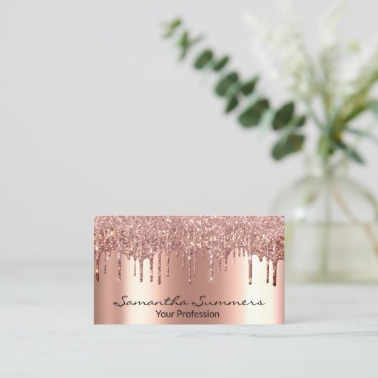 Roos Gold Drives Metal Elegant past Glitter aan Visitekaartje (Staand voorkant)