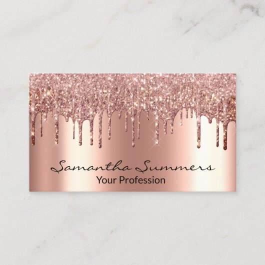 Roos Gold Drives Metal Elegant past Glitter aan Visitekaartje (Voorkant)