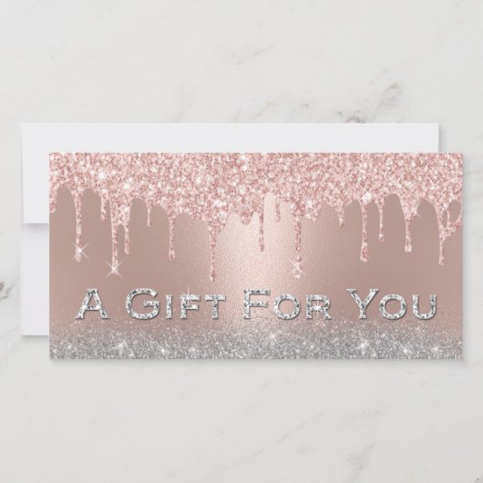 Roos Gold Drives Silver Glitter Cadeaubonnen (Voorkant)