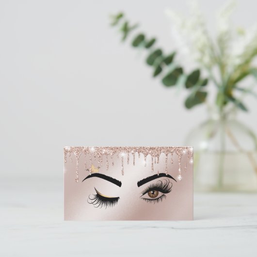 Roos Gold Drives Sparkle Lashes Wink Eye Makeup Visitekaartje (Staand voorkant)