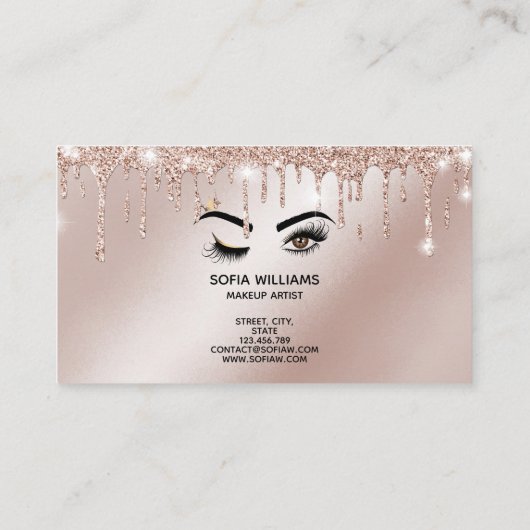 Roos Gold Drives Sparkle Lashes Wink Eye Makeup Visitekaartje (Achterkant)