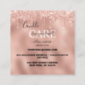 Roos Gold Driving Glitter Candle Care Square Vierkante Visitekaartje (Achterkant)