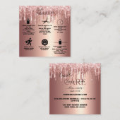 Roos Gold Driving Glitter Candle Care Vierkante Visitekaartje (Voorkant / Achterkant)