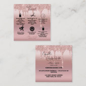 Roos Gold Driving Glitter Candle Care Vierkante Visitekaartje (Voorkant / Achterkant)