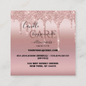 Roos Gold Driving Glitter Candle Care Vierkante Visitekaartje (Achterkant)