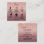 Roos Gold Driving Glitter Candle Care Vierkante Visitekaartje (Voorkant / Achterkant)