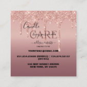 Roos Gold Driving Glitter Candle Care Vierkante Visitekaartje (Achterkant)
