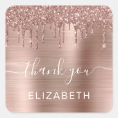 Roos Gold Driving Glitter Hartelijk dank Vierkante Sticker (Voorkant)