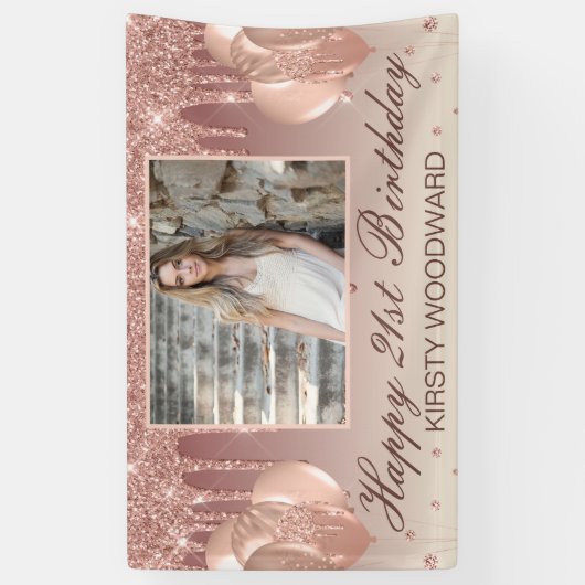 Roos Gold Driving Glitter met diamanten op zaterda Spandoek (Verticaal)