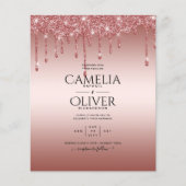 Roos Gold Driving Glitter Modern Wedding Invite Flyer (Voorkant)