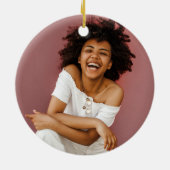 Roos Gold Driving Glitter Monogram Foto Keramisch Ornament (Achterkant)