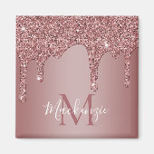 Roos Gold Driving Glitter Monogram Magneet (Voorkant)