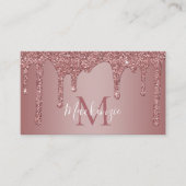 Roos Gold Driving Glitter Monogram QR Code Visitekaartje (Voorkant)