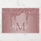 Roos Gold Driving Glitter Monogram Voedselcontainer Etiket (Enkel label)