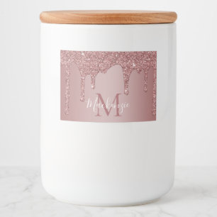 Roos Gold Driving Glitter Monogram Voedselcontainer Etiket