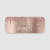 Roos Gold Driving Glitter Naamplaatje (Voorkant)