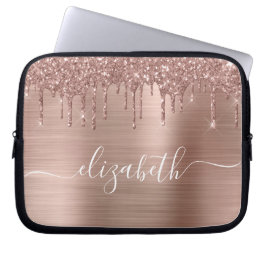 Roos Gold Driving Glitter op maat Laptop Sleeve