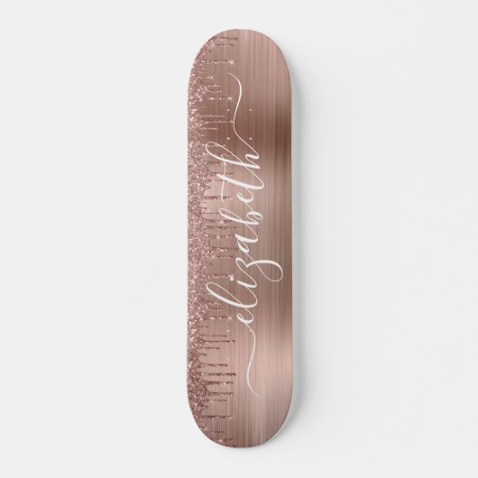 Roos Gold Driving Glitter op maat Persoonlijk Skateboard (Voorkant)